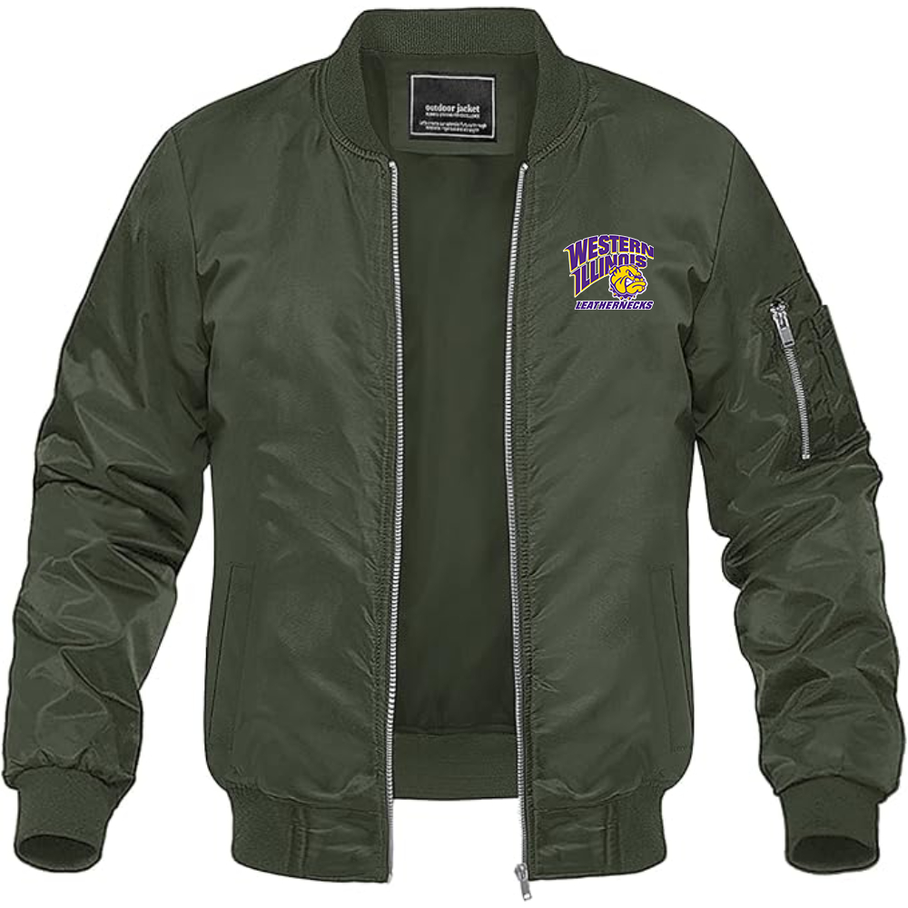 Men's Western Illinois Leathernecks Lightweight Bomber Jacket Windbreaker Softshell Varsity Jacket Coat